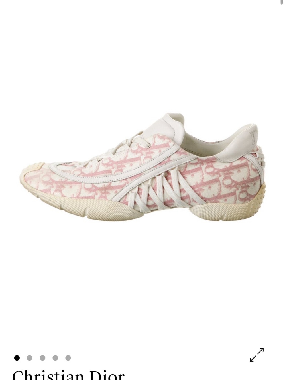 Dior Pink Logo-Pattern Lace-Up Women's Sneaker with White Trim